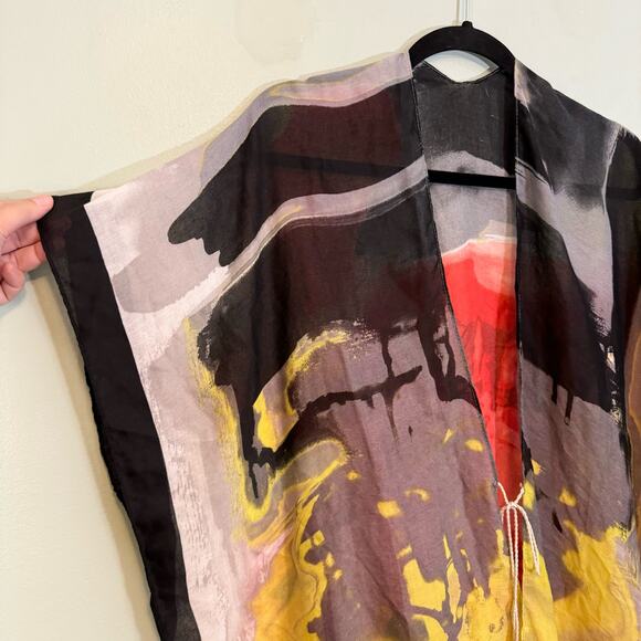 Swimwear Cover Up Womens Kaftan OS Art To Wear Fringes Beach Vacation Summer - Picture 3 of 6